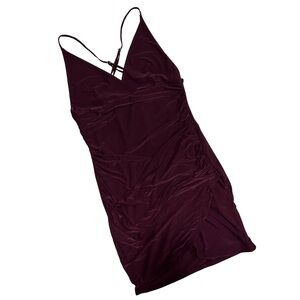 Forever 21 Crisscross Ruched Plum Mini Dress NWT